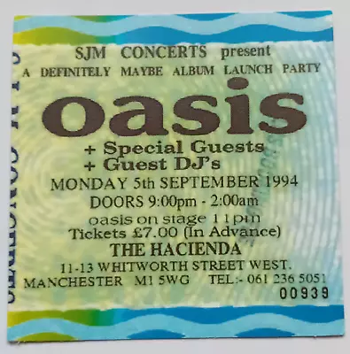 OASIS Definitely Maybe Album Launch Hacienda Small Sticker 5.3cm X 5.3cm • £2.45