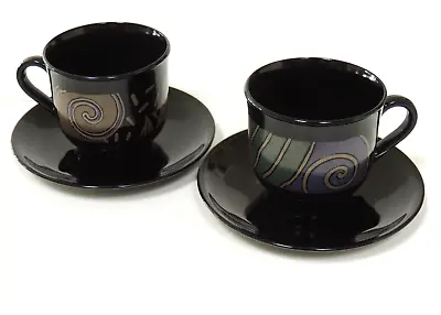 2 Arcoroc Tampico Flat Cups And Saucers France • $15