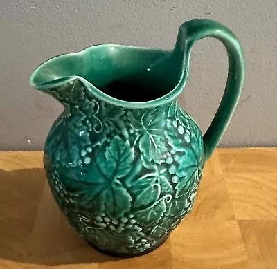 Wedgwood Etruria Majolica Jug Green Leaf Design • £30