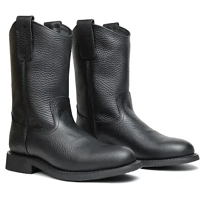 Men's Genuine Leather Roper Cowboy Boots Botas Vaqueras Round Toe Boots • $64.99