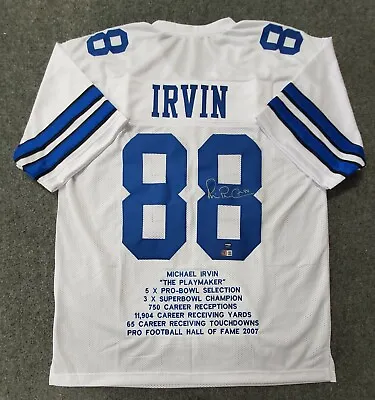 Dallas Cowboys Michael Irvin Autographed Signed Stat Jersey Beckett Holo  • $259