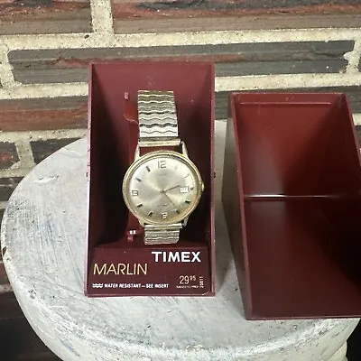 Vintage NEW Timex Marlin Wristwatch Dustproof Silver Shock Resistant Stainless • $129.99