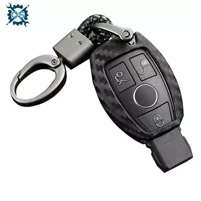 $6.99 • Buy Carbon Fiber Smart Car Key Case Cover Chain Fob Holder Accessories