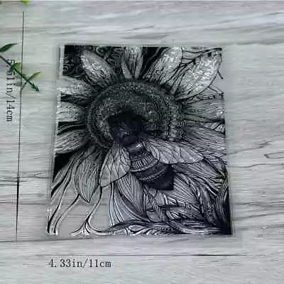 Bee Sunflower Clear Stamp Background Texture Card Clay Scrapbook Fast Free Ship • $12.79