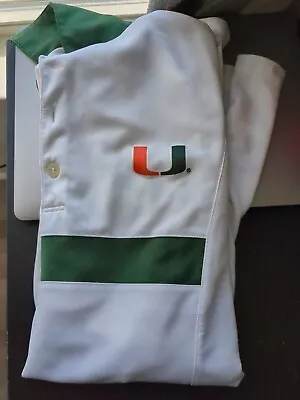 Nike Dri-Fit Miami Hurricanes White Golf Polo Shirt L Men’s EUC • $25