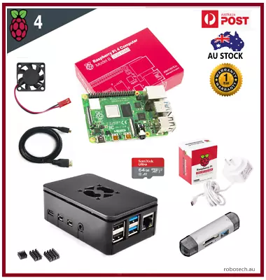 Raspberry Pi4 Model B Computer 2/4/8GB RAM Black Case Kit • $169