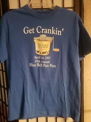 VTG Blue Bell  Get Crankin  Homemade Vanilla Ice Cream Med 100% Cotton T-shirt  • $13.39