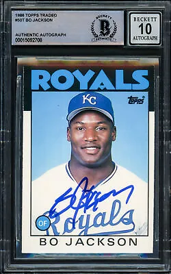 Bo Jackson Autographed 1986 Topps Traded Rc Royals Gem 10 Auto Beckett 211042 • $199