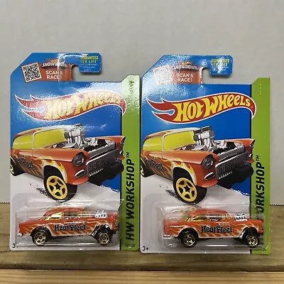 Set Of 2 Hot Wheels HW Workshop '55 Chevy Bel Air Gasser Heat Fleet #207/250 - H • $22.88