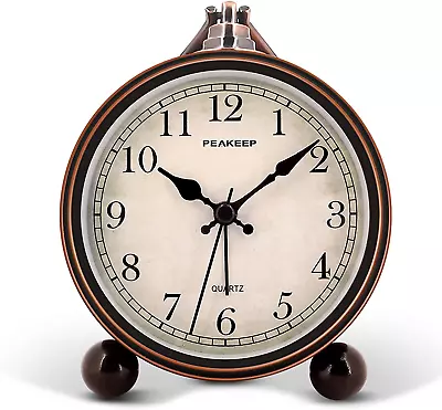 Retro 4  Battery Operated Analog Alarm Clock Silent Antique Bedside • $21.99