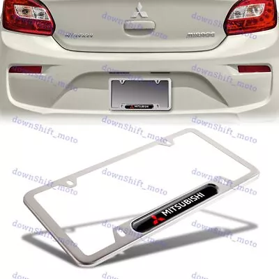 For 1PCS MITSUBISHI Black Silver License Plate Frame Stainless Steel Metal New • $10.99