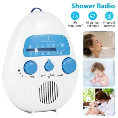 £12.39 • Buy FM/AM Mini Shower Radio Portable Bathroom Waterproof Hanging Music Speaker