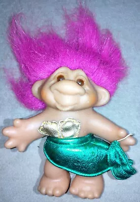 Vintage DAM Norfin 1986 Troll Doll Mermaid Purple Hair Brown Eyes 5  • $10