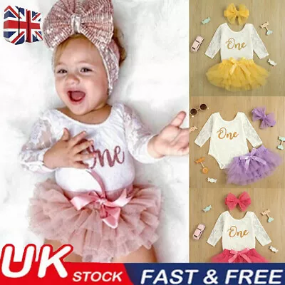 3PCS Newborn Baby Girls One Dress Skirt Romper Tutu Tops Legging Pants Outfit • £12.99