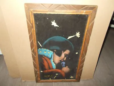 Elvis Presley Vintage 70's Black Velvet Oil Painting Rare Mexico • $51.21
