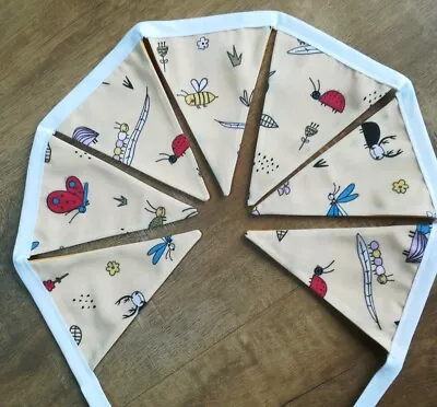 £5.50 • Buy Handmade Mini Fabric Bunting Butterflies Bees Peach Orange 1.2m Double Sided 
