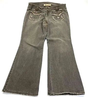 Z. Cavaricci Womens Flare Jeans Brown Stretch Distressed Flap Pockets Plus 18 • $26.99