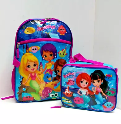 Splashlings Mermaid Friends 16  Backpack Kids Girls School Book Bag W/ Lunch Bag • $23