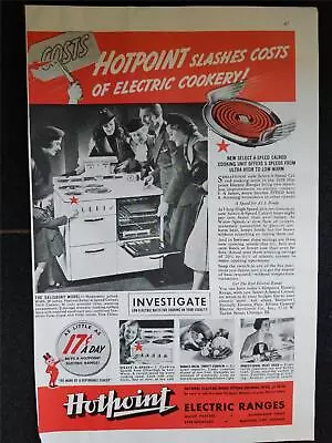 Vintage 1938 HOTPOINT ELECTRIC RANGES Magazine Print Ad 8  X 12  • $12.50
