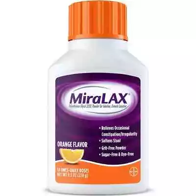 MiraLax Orange 14 Once-Daily Doses Stool Softner Sugar-Free Powder 8.3oz EXP6/25 • $12