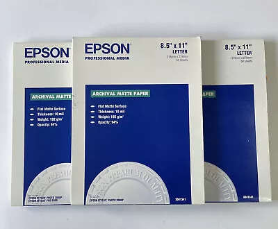 Lot Of 3 Epson Archival Matte Paper S041341 - 8.5  X 11  50 Sheets *READ* • $35