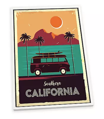 California Camper Van Surfer CANVAS FLOATER FRAME Wall Art Picture Print • £29.99