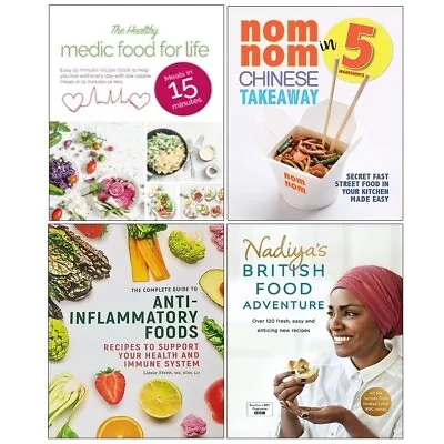 Nadiya's British FoodNom Nom ChineseMedic FoodAnti-Inflammatory  4 Books Set • £24.99