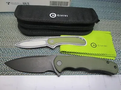 Green G10 Civivi Praxis C803F 9Cr18MoV LinerLock Knife W/Pouch Stickers • $10.50