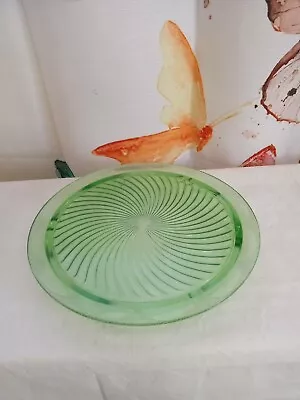 Vtg Green Uraianum Glass Cake Plate • $25