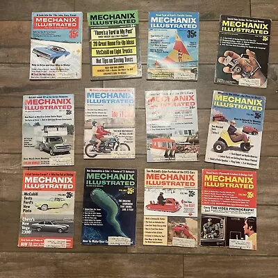 Lot Of 12 Vintage Mechanix Illustrated Full Year 1970 Cool Old Advertisements • $14.06