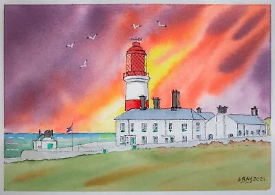 An Original Watercolour Painting Of Souter Lighthouse. • £10