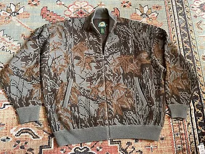 Cabelas Camo Men’s Wool Full Zip Sweater Size XL Reg Camouflage • $79.50