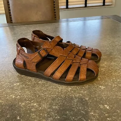 Mephisto Fisherman Sandals Womens 38 Desert Brown Leather Buckle Closed Toe US 8 • $24.99