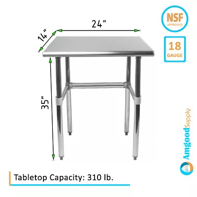 14  X 24  Stainless Steel Open Base Table | NSF Prep Metal Work Table • $164.95