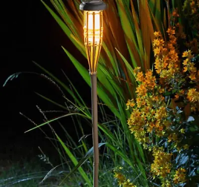 Smart Solar Tiki Bamboo Flaming Torch • £13.99