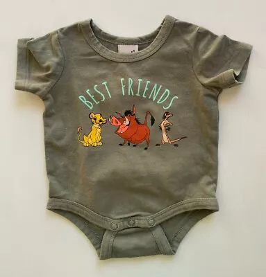 Disney Baby Size 0-3 Months Olive Green Short Sleeve Bodysuit Lion King VGUC • $5.95