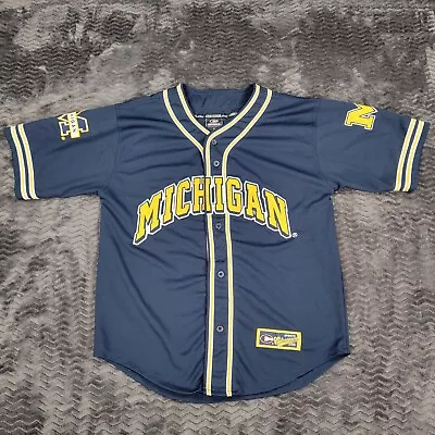 Michigan Wolverines Baseball Jersey Mens Medium Blue Stitched Vintage Colosseum • $62.92