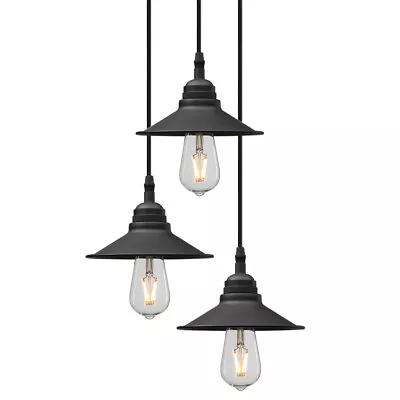 £34.95 • Buy On Sale Cluster 3-way Retro Industrial Pendant Light Iron Lampshade Ceiling Lamp