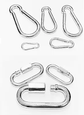 $19.99 • Buy Stainless Steel Safety Spring Snap Hook & Chain Quick Links Heavy Duty Easy Use