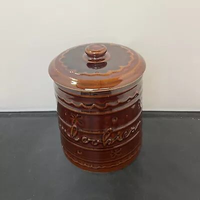 Vintage Marcrest Brown Daisy & Dot Stoneware Cookie Crock/Lid Oven Proof USA FS • $50