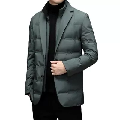 Mens Detachable Collar Down Jacket Warm Business Formal Blazer Winter Outwear • $98.02