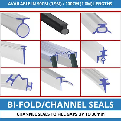 PVC Soft Rubber Shower Seal | Fits Track Channel Or Bifold Folding  90 CM /100CM • £16.99