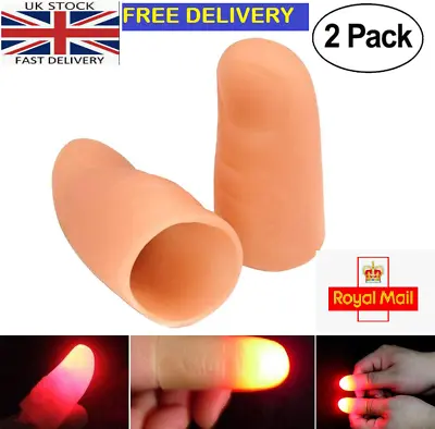 2x Magic Light Up Thumbs Fingers RED Flashing Trick Appearing Light • £4.49