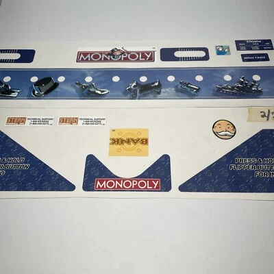 MONOPOLY (STERN) DECAL SET #820-6287-XX Decal Set For Stern MONOPOLY Pinball Mac • $29.99