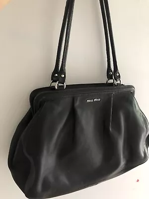 Vintage MIU MIU Black Lambskin Classic Long Handle Bag Purse Authentic Rare • $120.13