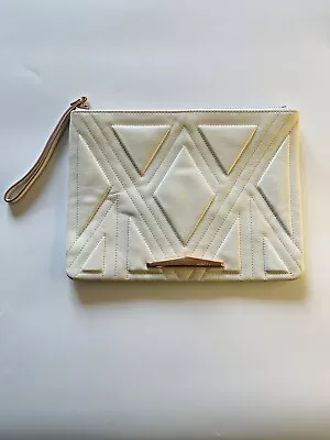 Mimco White Genuine Leather Clutch Purse/Bag With Rose Gold Hardware • $51.99