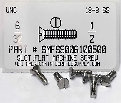 #6-32x1/2 Flat Head Slotted Machine Screws Stainless Steel (40) • $9.75