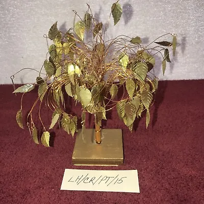 Vntg Gold Leaf Metal Wire Sculpture Dream Money Tree MCM Decor • $31