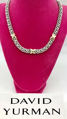 David Yurman Lyrica X Wheat 925 & 18K Yellow Gold Choker Necklace 17    125g • $390