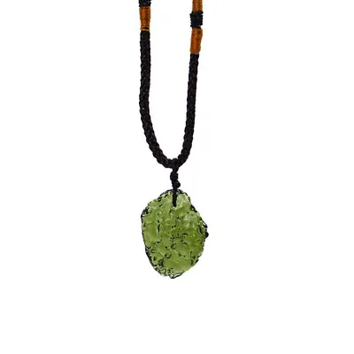 Natural Czech Moldavite Pendant Meteorite Impact Glass Gem Mineral Rock Necklace • $4.36